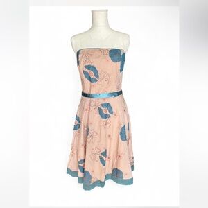 Elegant Strapless Floral Dress